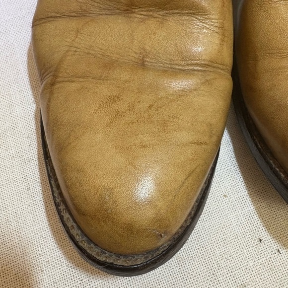 Alberta Boot Co Biltrite Sole Mens 10 Distressed Marble Tan Leather Cowboy Boots - Picture 8 of 10